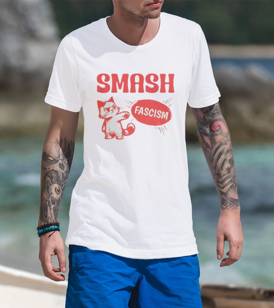 Smash Fascism Feminist Cat Paw Punch Activist Protest T-Shirt