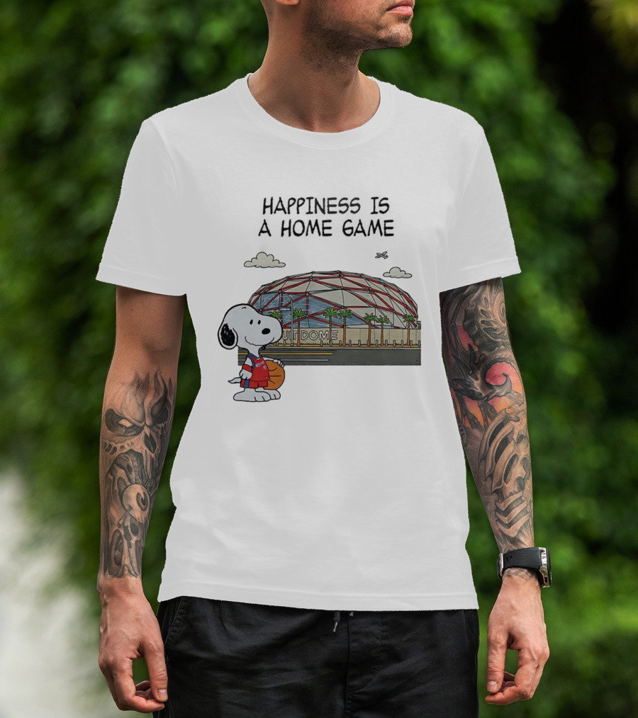 Snoopy Peanuts Happiness Is A Home Game Stadium Dome Basketball T-Shirt