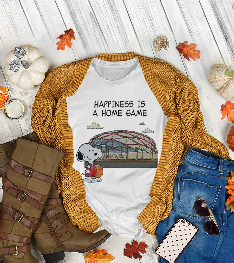Snoopy Peanuts Happiness Is a Home Game Stadium Dome Basketball T-Shirt