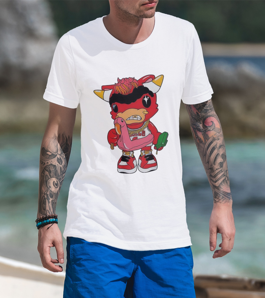 Benny The Bull Lil Benny 2025 Mascot Graphic Bulls Basketball Cartoon T-Shirt