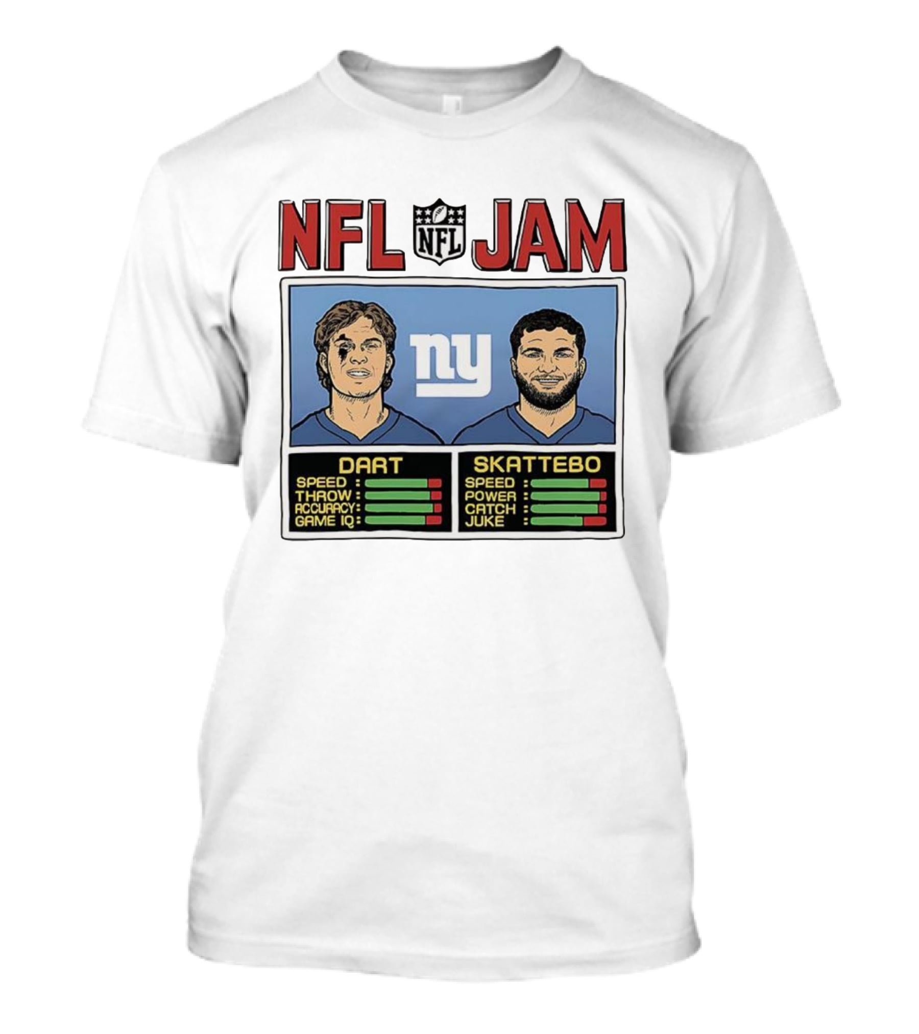 New York Giants NFL Jam Cam Skattebo Jaxson Dart Classic Video Game Theme T-Shirt