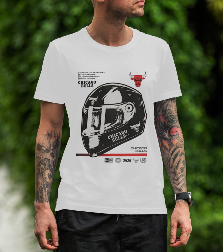 Chicago Bulls Basketball Est 1966 Eastern Conference Central Division Helmet T-Shirt