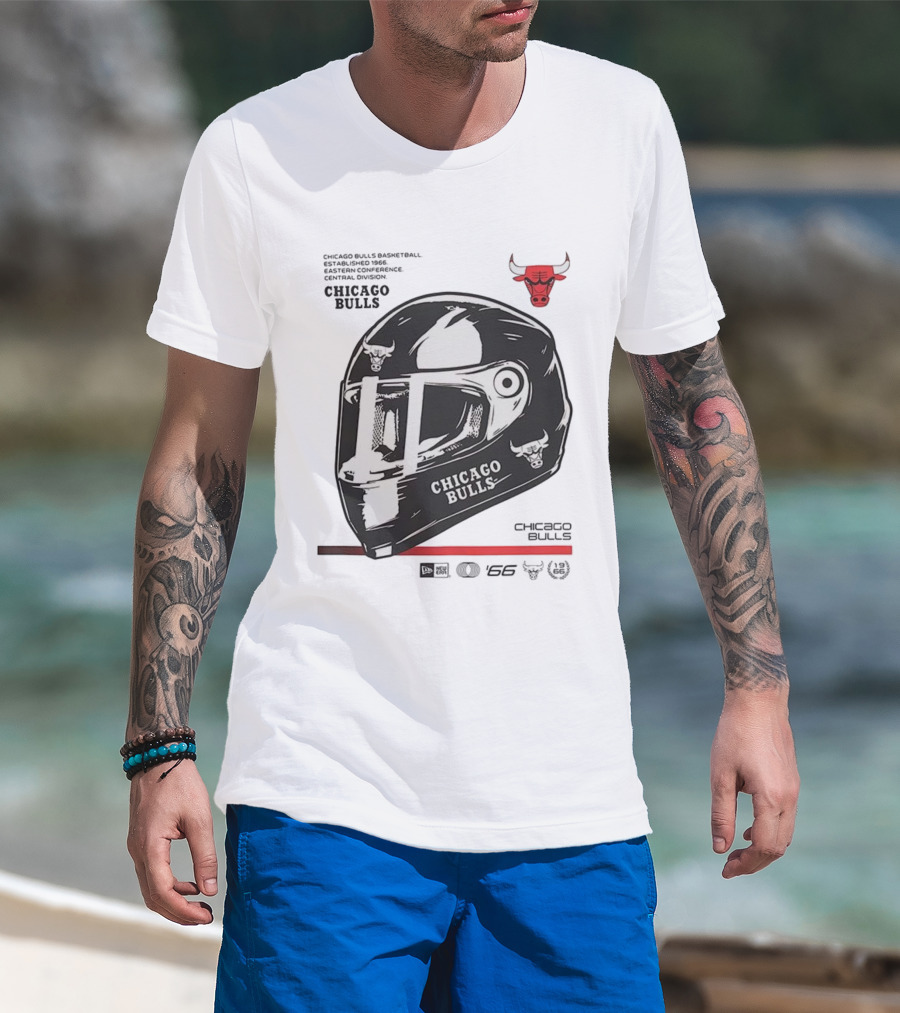 Chicago Bulls Basketball Est 1966 Eastern Conference Central Division Helmet T-Shirt
