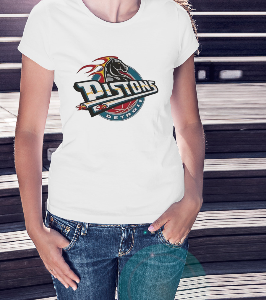 Detroit Pistons Retro Fire Horse Emblem T-Shirt