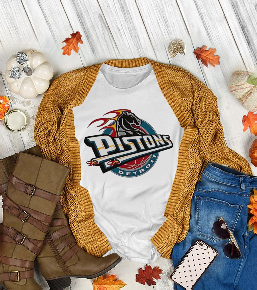 Detroit Pistons Retro Fire Horse Emblem T-Shirt