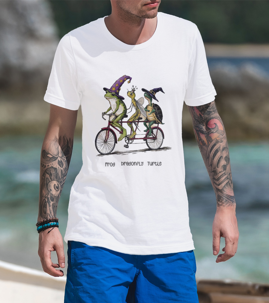Witch Frog Dragonfly Turtle Halloween FDT Anti Trump Riding Bicycle T-Shirt