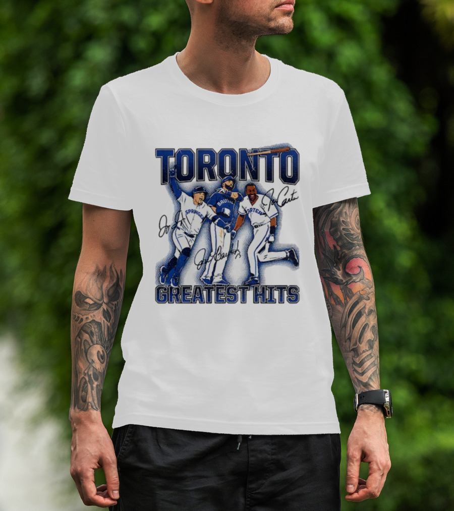 Toronto Blue Jays Joe Carter Jose Bautista George Springer Greatest Hits MLB Signatures T-Shirt