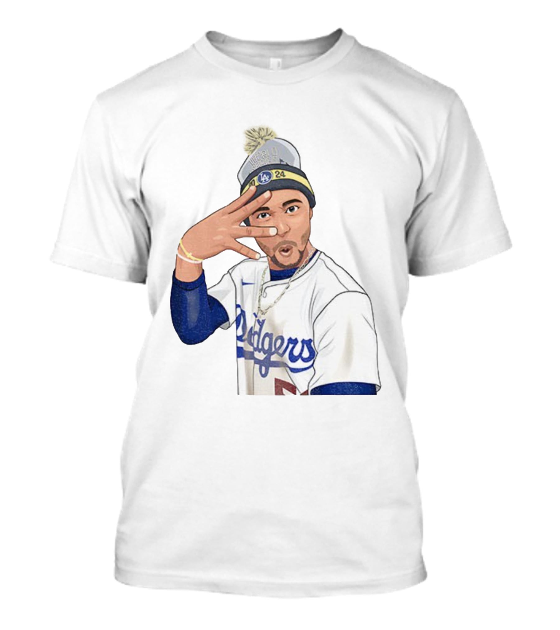 Mookie Betts Los Angeles Dodgers Pom-Pom Beanie Baseball 2024 T-Shirt