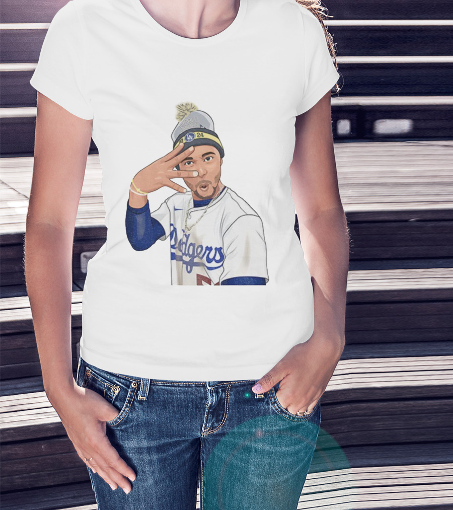 Mookie Betts Los Angeles Dodgers Pom-Pom Beanie Baseball 2024 T-Shirt
