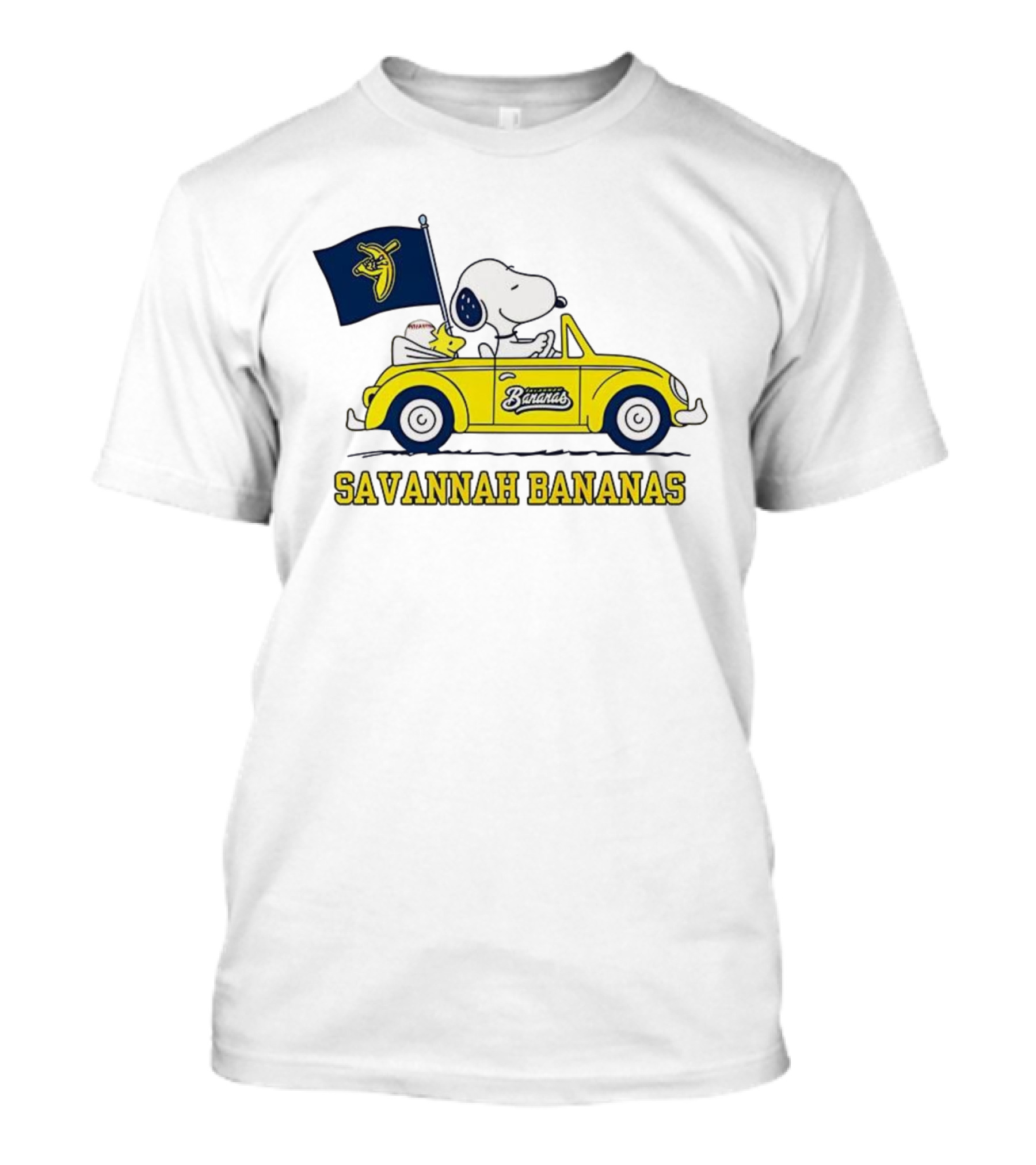 Snoopy Woodstock Driving Savannah Bananas Baseball Car T-Shirt