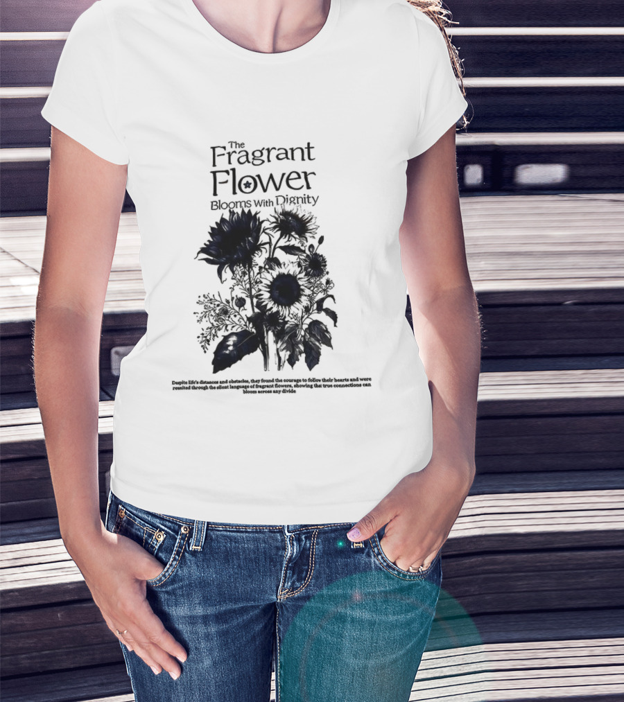 The Fragrant Flower Blooms With Dignity Sunflower Botanical Illustration T-Shirt