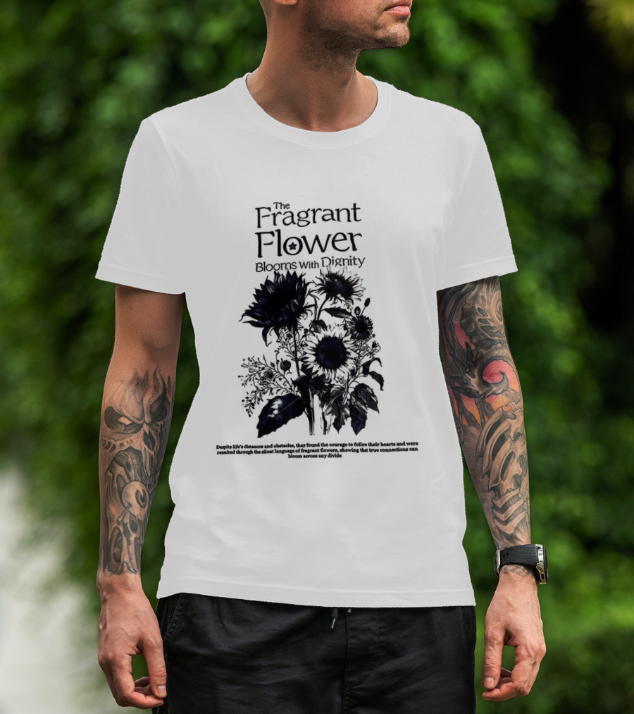 The Fragrant Flower Blooms With Dignity Sunflower Botanical Illustration T-Shirt