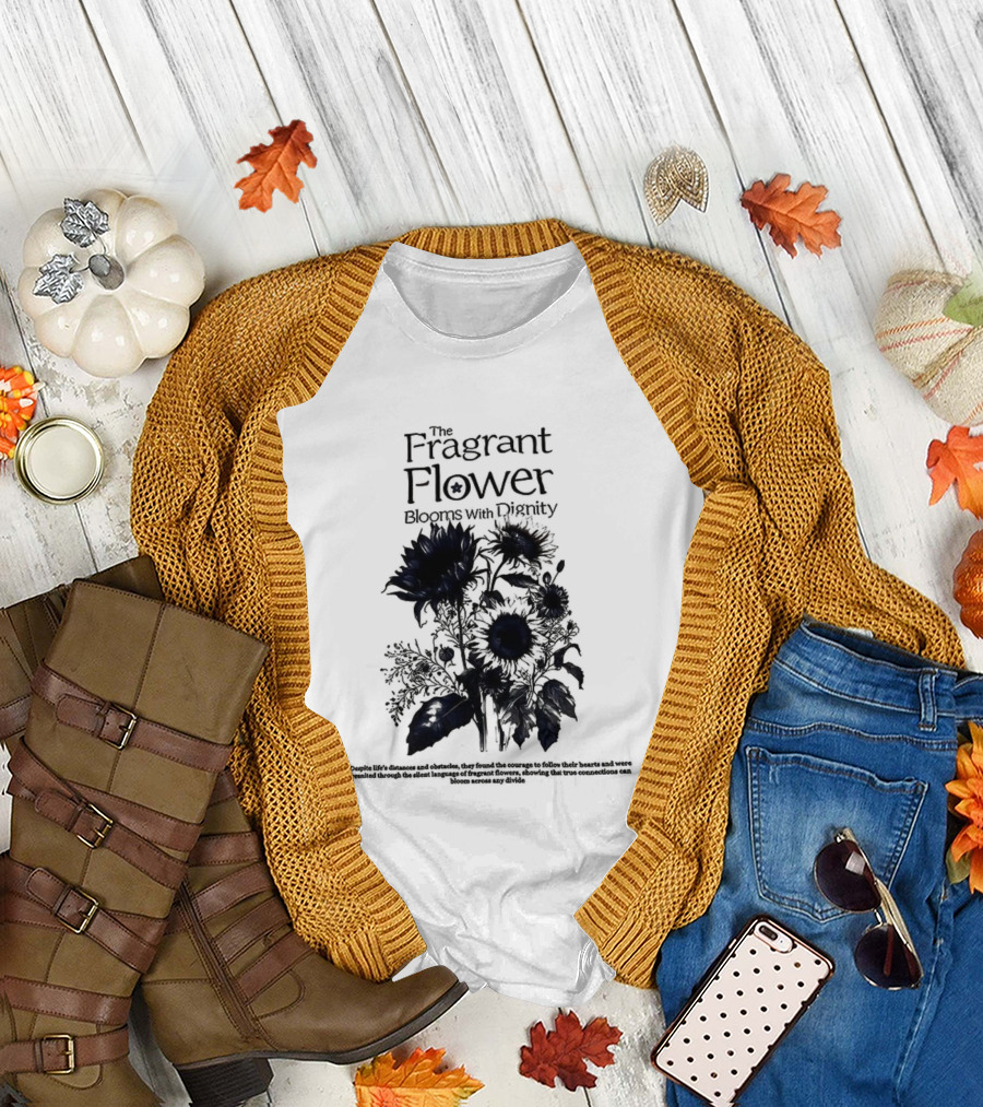 The Fragrant Flower Blooms with Dignity Sunflower Botanical Illustration T-Shirt