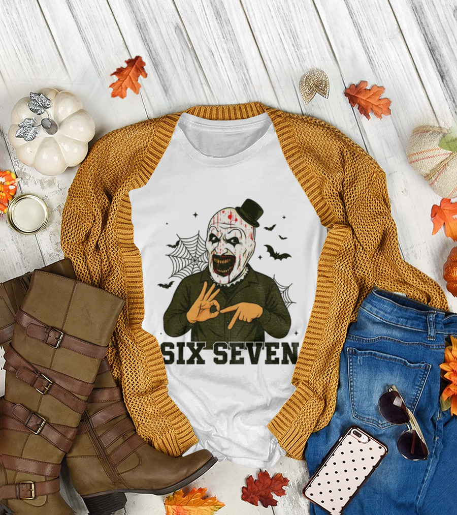 Terrifier Bundle Funny Halloween Six Seven Creepy Clown Costume T-Shirt