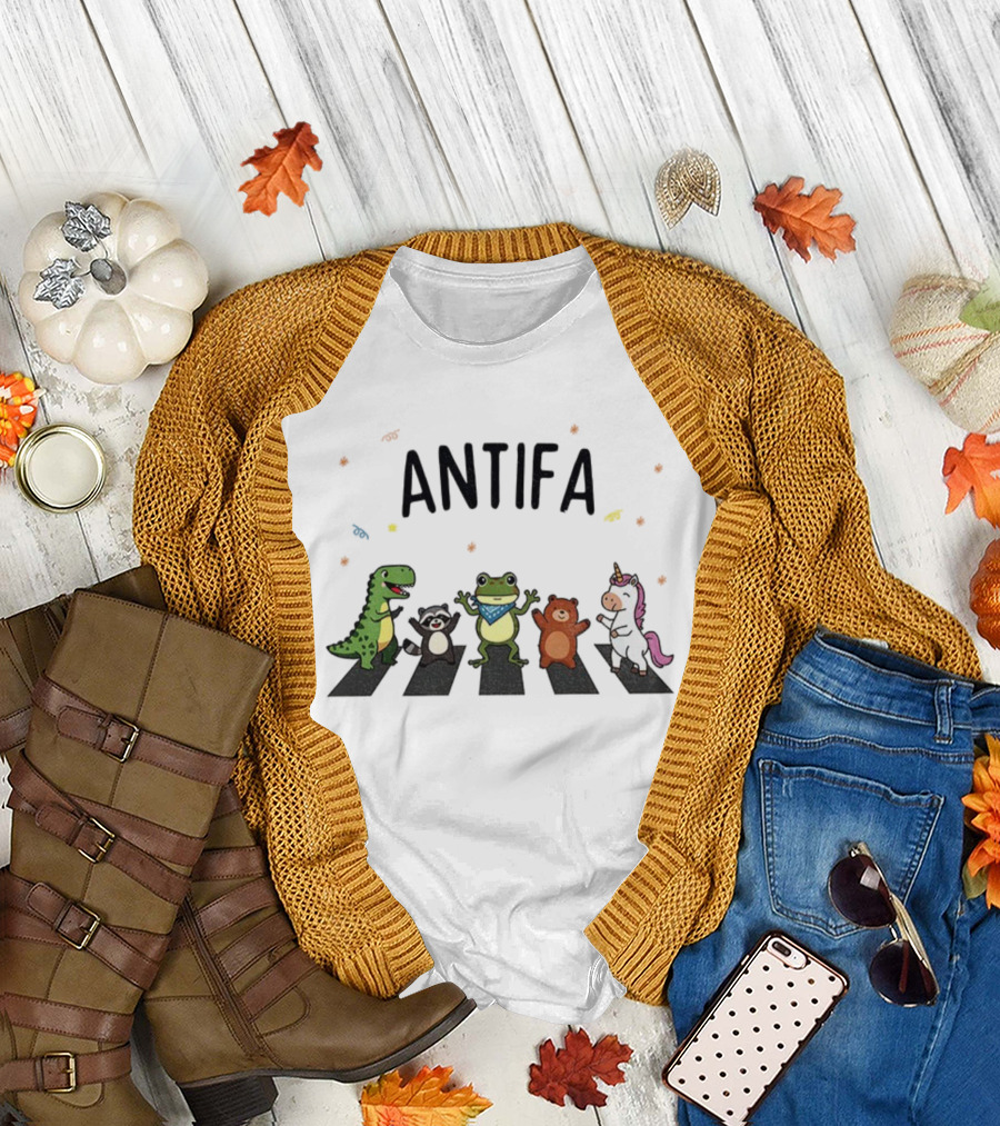 ANTIFA Portland Dancing Frog Dinosaur Raccoon Bear Unicorn T-Shirt