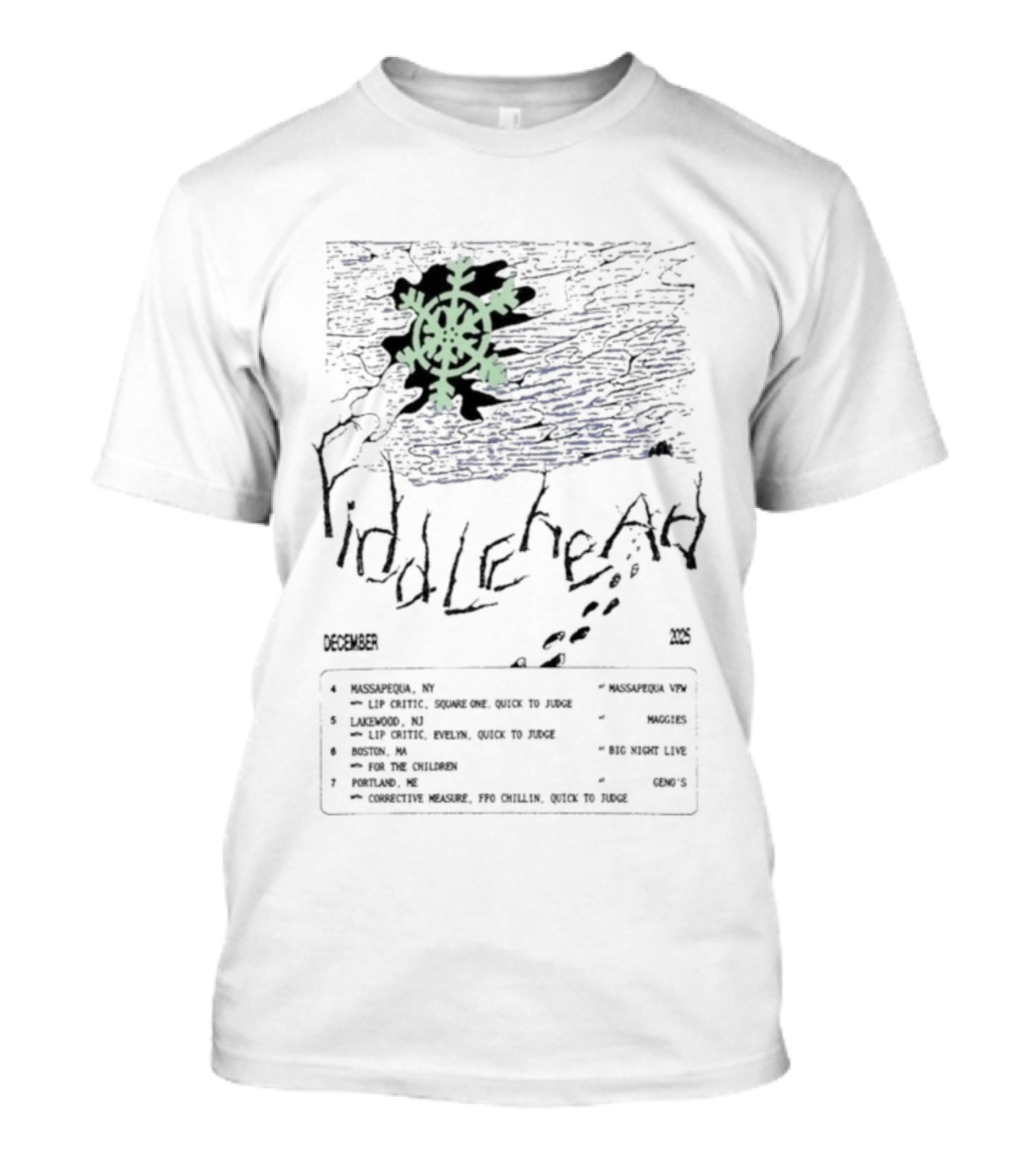 Fiddlehead Tour December 2025 Snowflake Icon Boston Philadelphia Chicago T-Shirt