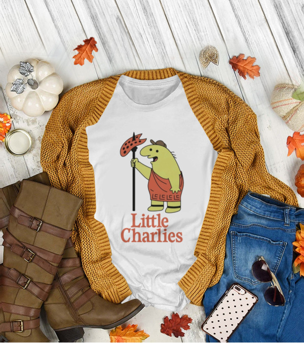 Little Charlies Cartoon Character With Tribal Shield T-Shirt