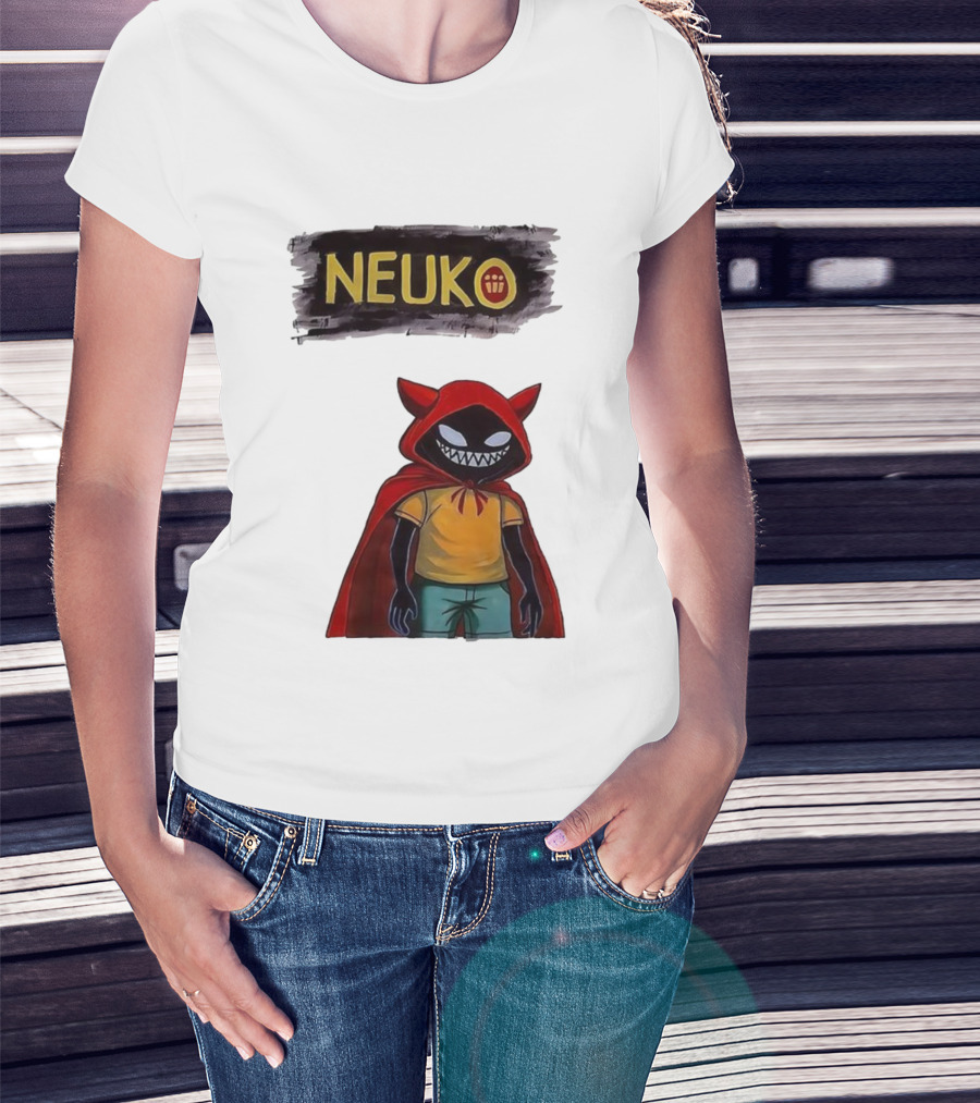 Neuko Evilhood Red Cloak Character With Mischievous Grin T-Shirt
