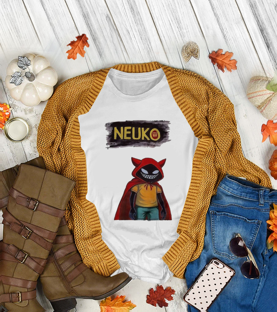 Neuko Evilhood Red Cloak Character with Mischievous Grin T-Shirt