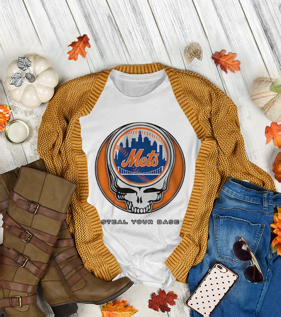 New York Mets Grateful Dead Steal Your Base MLB Skull T-Shirt