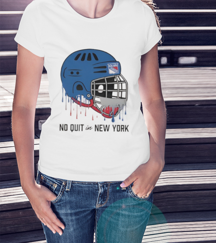 New York Rangers Drippy Helmet No Quit T-Shirt