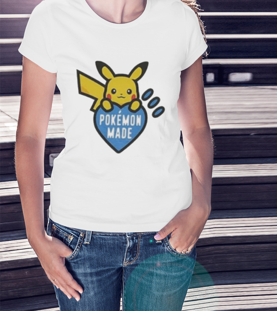 Pikachu Pokemon Made Heart Design T-Shirt