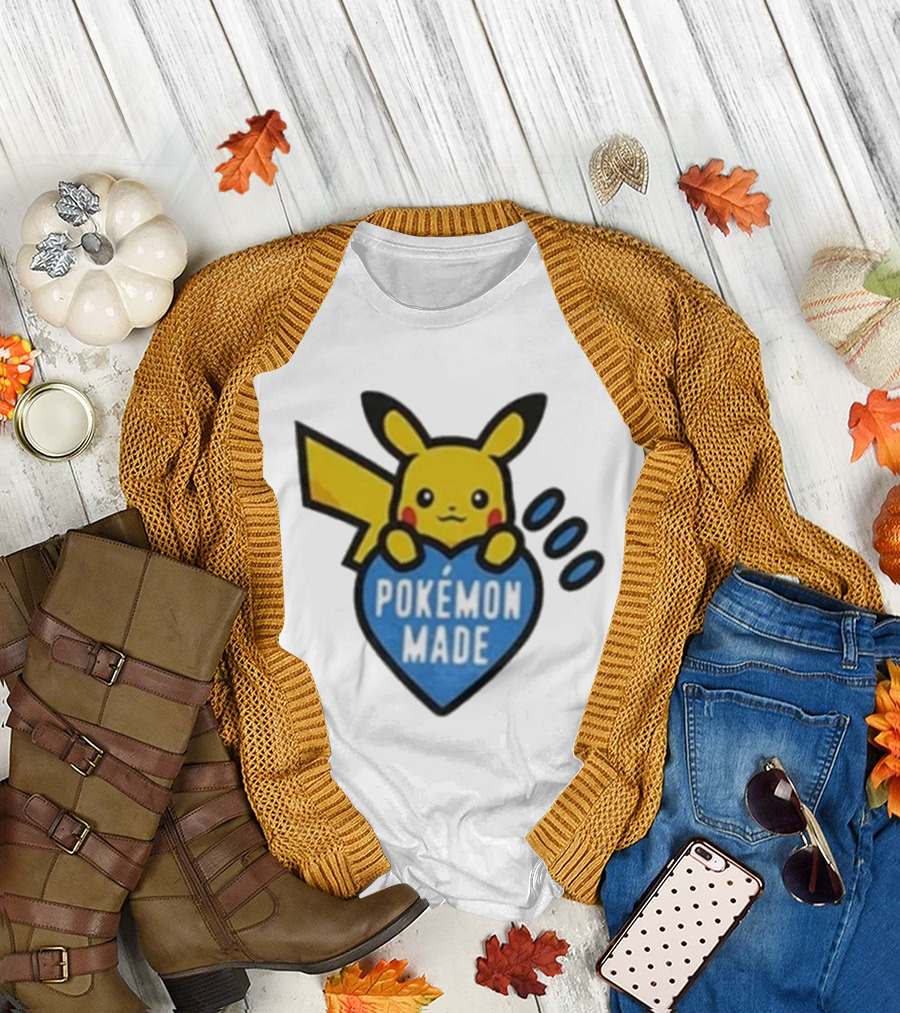Pikachu Pokemon Made Heart Design T-Shirt