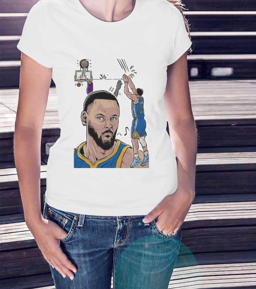 Stephen Curry Golden State Warriors NBA 36 Feet Comic Basketball Shot T-Shirt