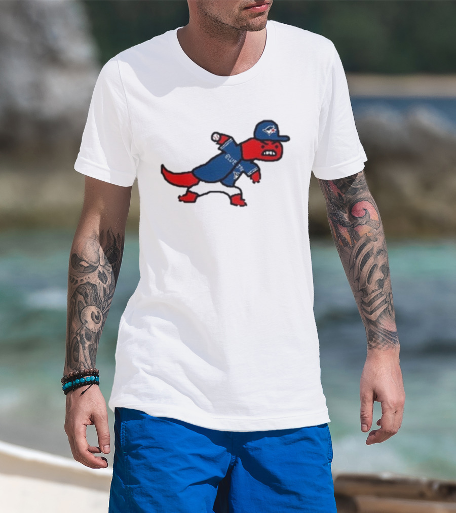 Toronto Raptors Blue Jays Crossover 2025 Mascot Baseball Throw T-Shirt