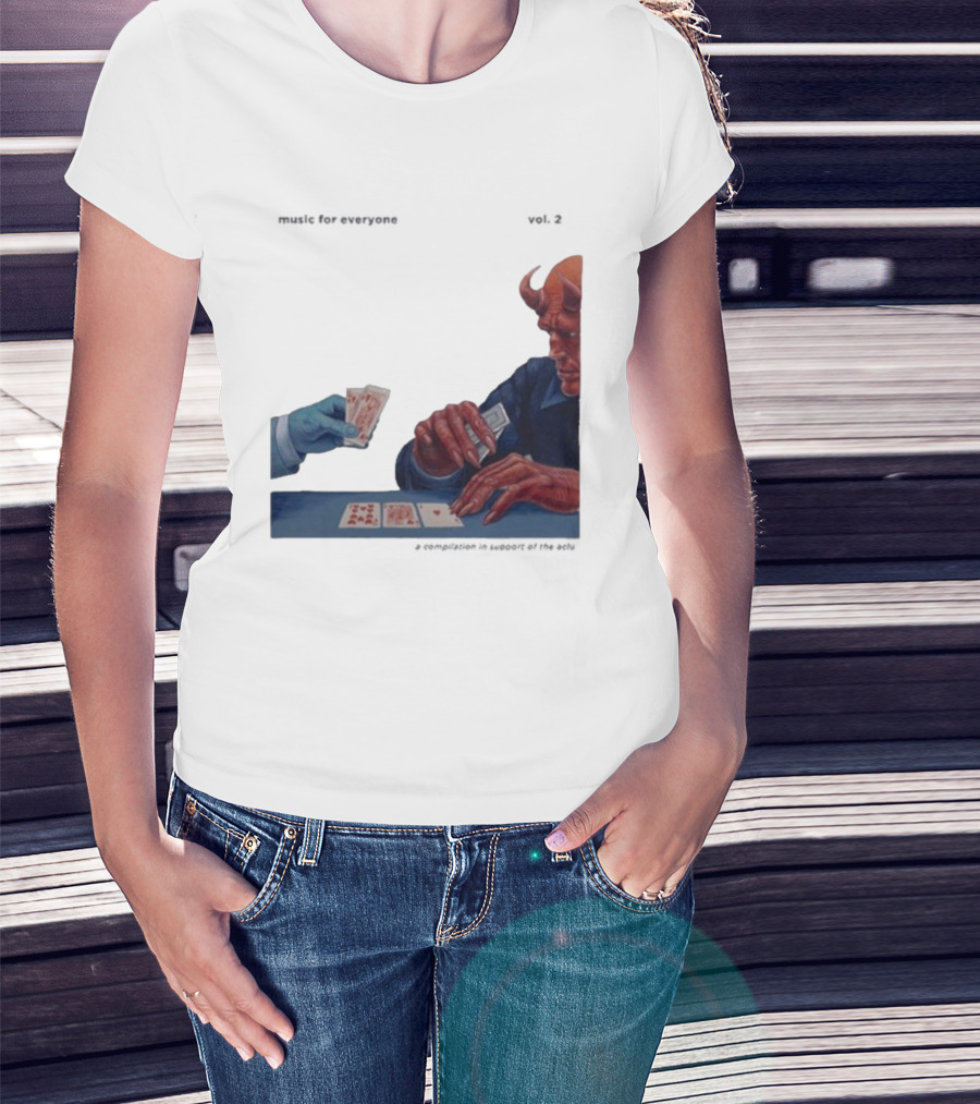 L.S. Dunes Music For Everyone Vol. 2 Satan Card Game Demon Illustration T-Shirt