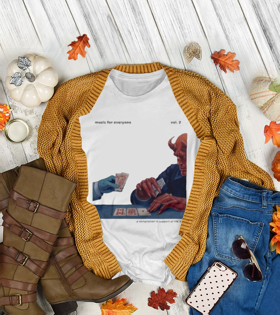 L.S. Dunes Music For Everyone Vol. 2 Satan Card Game Demon Illustration T-Shirt