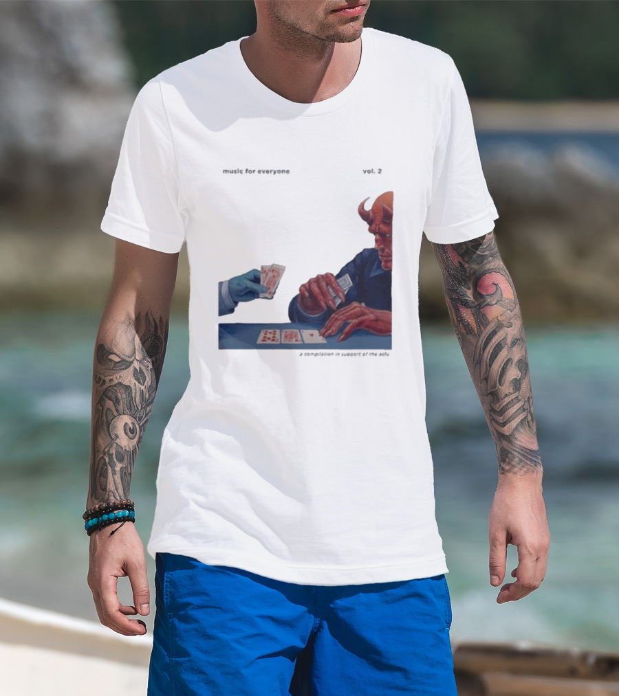 L.S. Dunes Music For Everyone Vol. 2 Satan Card Game Demon Illustration T-Shirt