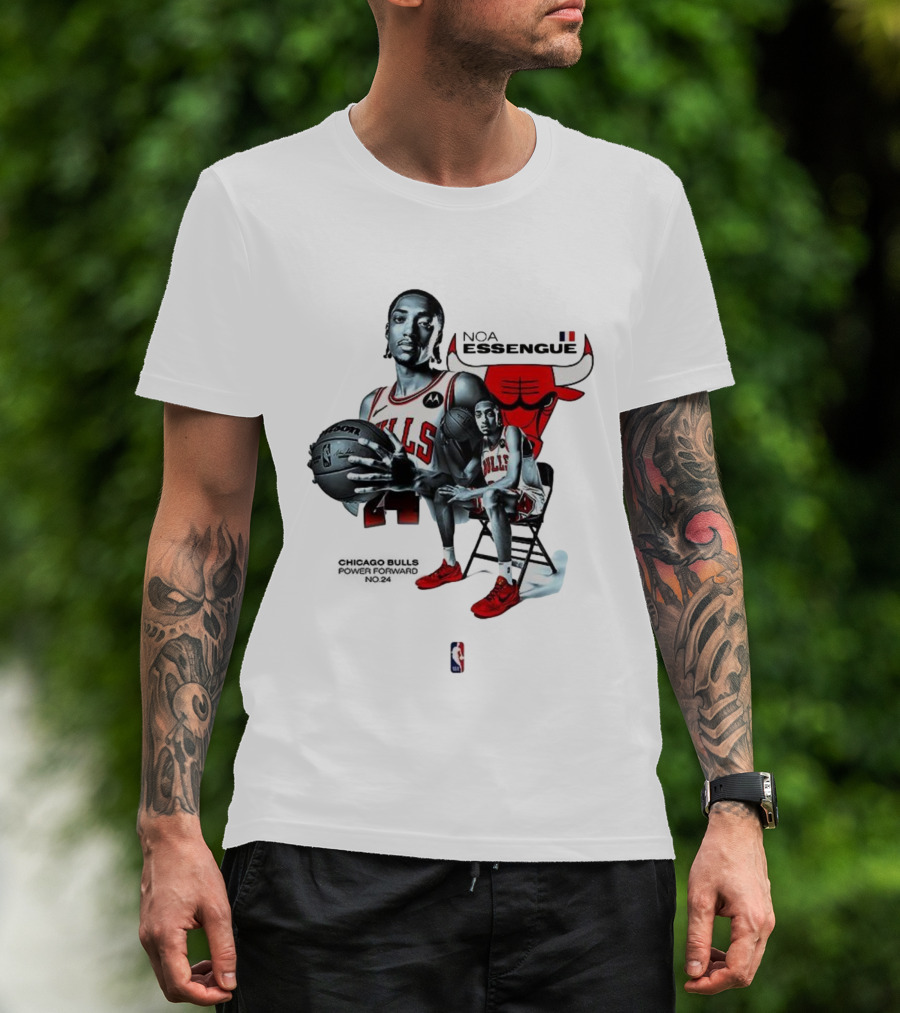 Noa Essengue Chicago Bulls Power Forward NBA Basketball Number 24 T-Shirt