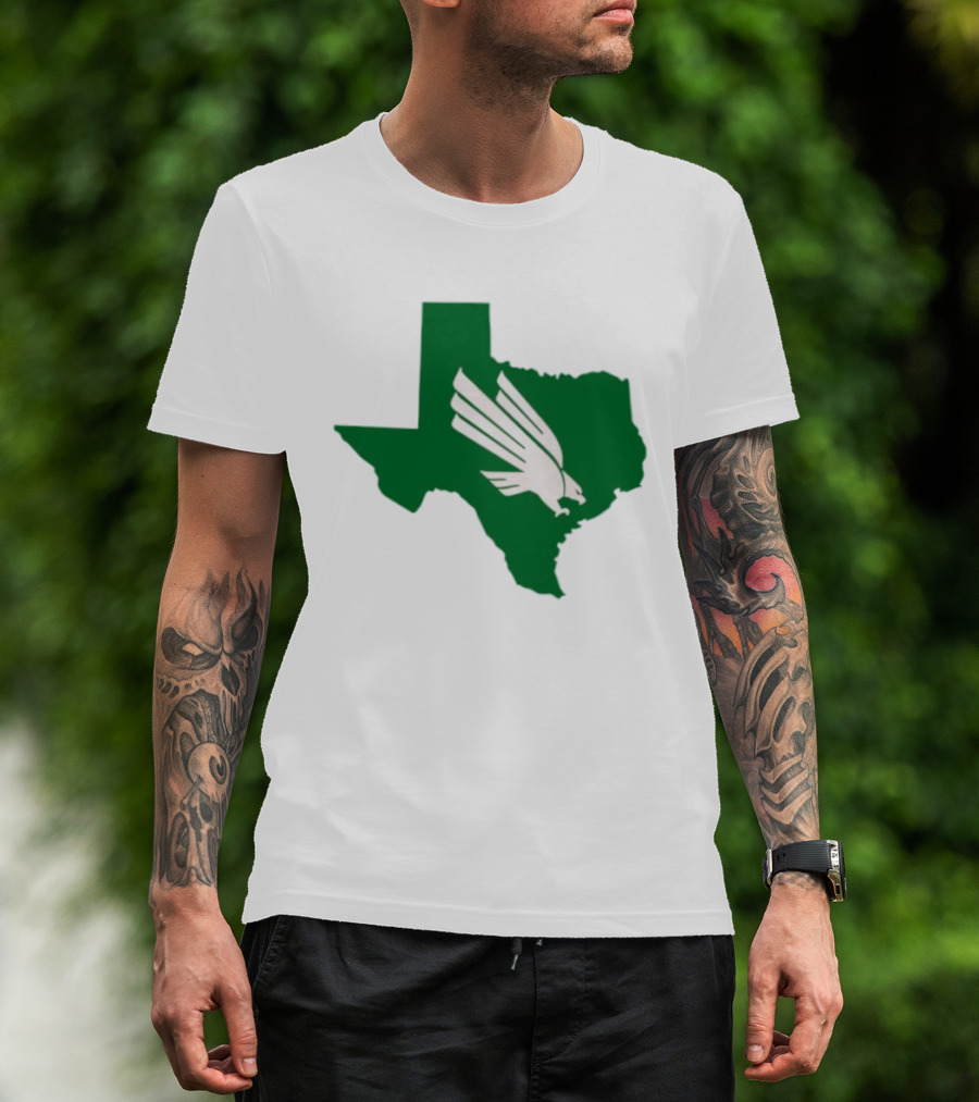 North Texas State Texas Diving Eagle Green Map T-Shirt