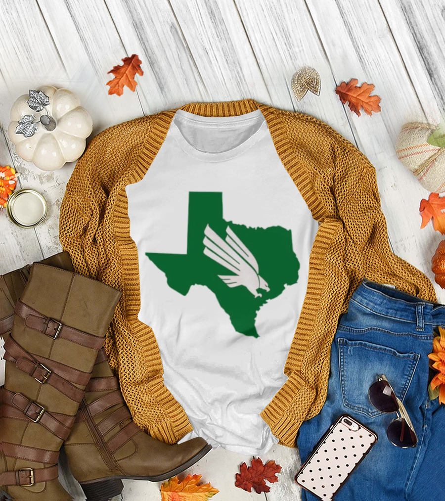 North Texas State Texas Diving Eagle Green Map T-Shirt