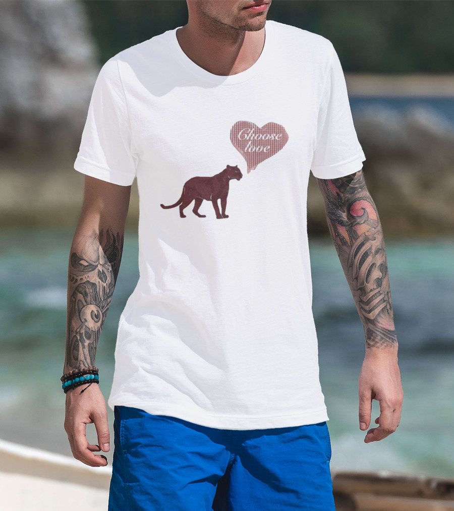 Pinkpantheress Choose Love Heart Panther Collaboration T-Shirt
