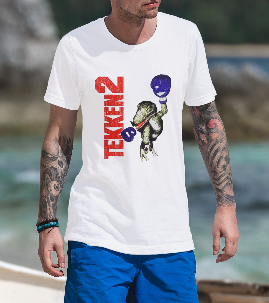 Tekken 2 Dinosaur Alex Purple Boxing Gloves Vintage Retro Gamer Appeal T-Shirt