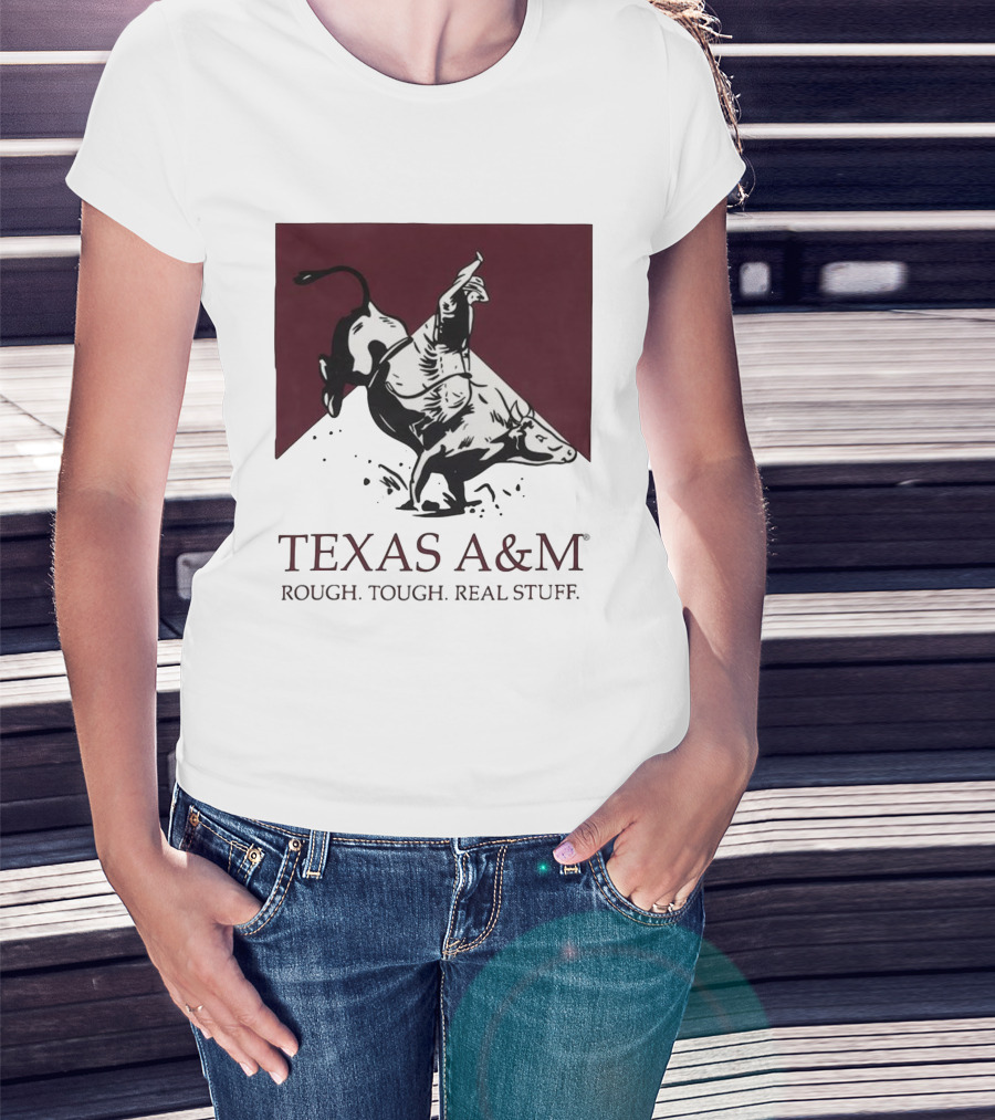 Texas A&M Rough Tough Real Stuff Bull Rider Retro T-Shirt