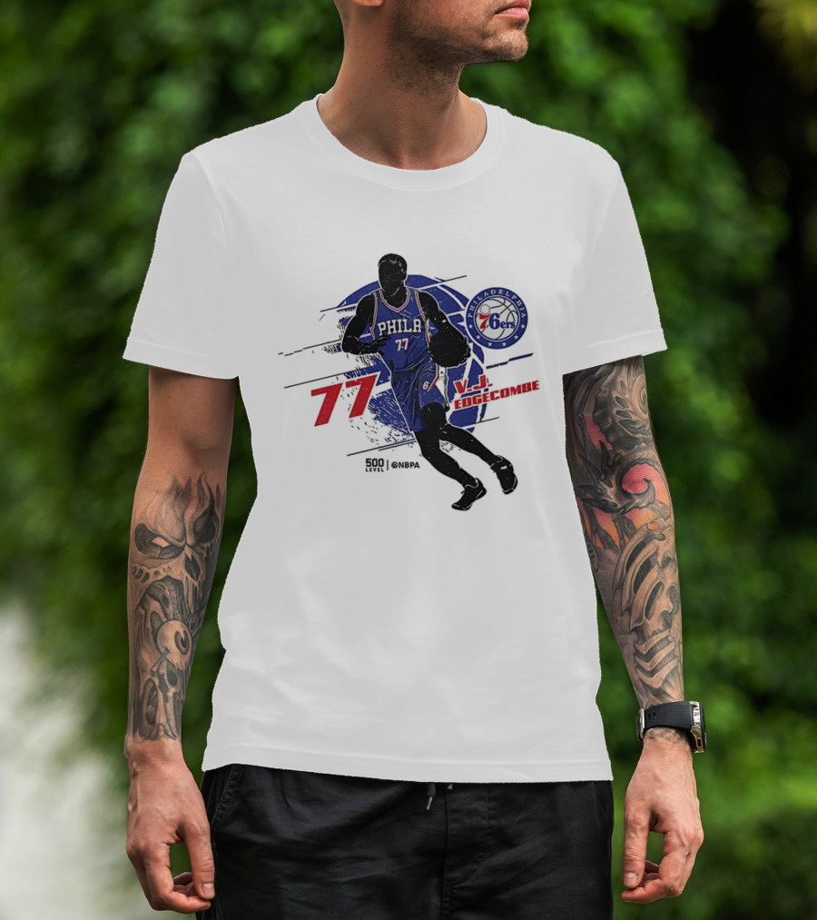 Philadelphia 76ers VJ Edgecombe Number 77 Basketball Player T-Shirt