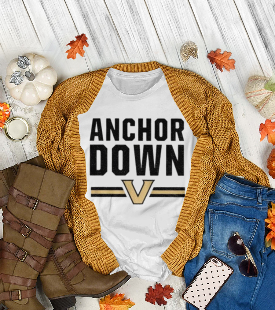 ANCHOR DOWN VANDERBILT COMMODORES V LOGO T-Shirt