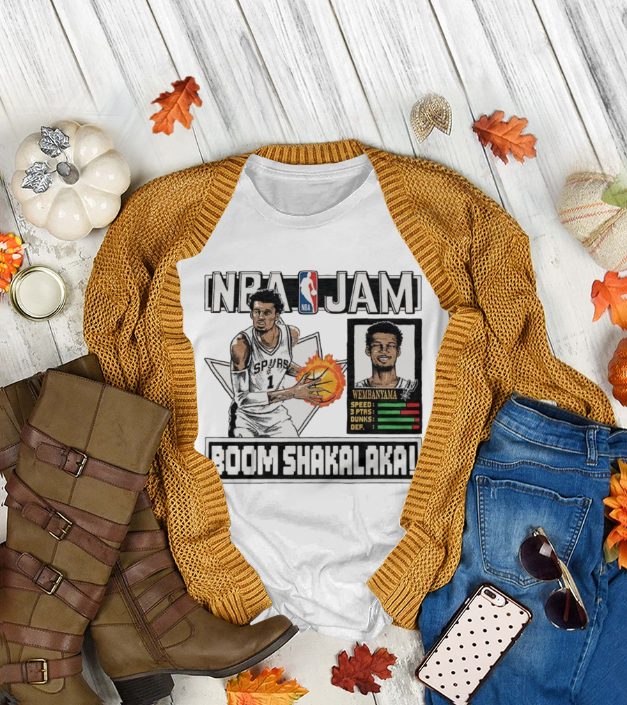 NBA Jam Boom Shakalaka Victor Wembanyama San Antonio Spurs T-Shirt