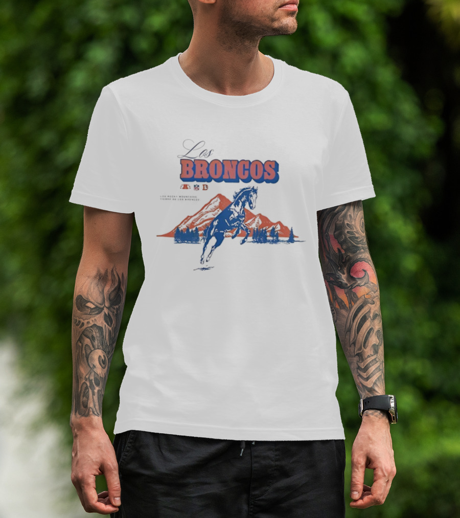 Los Broncos Vintage Witness Tradition ’47 Tubular Horse Denver Mountains T-Shirt