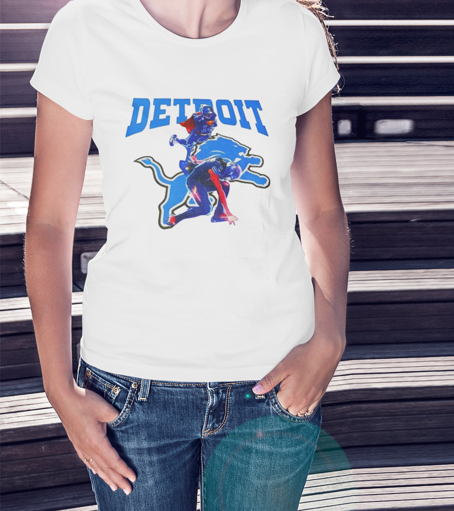 Detroit Lions Superman Crossover Athlete Leap T-Shirt