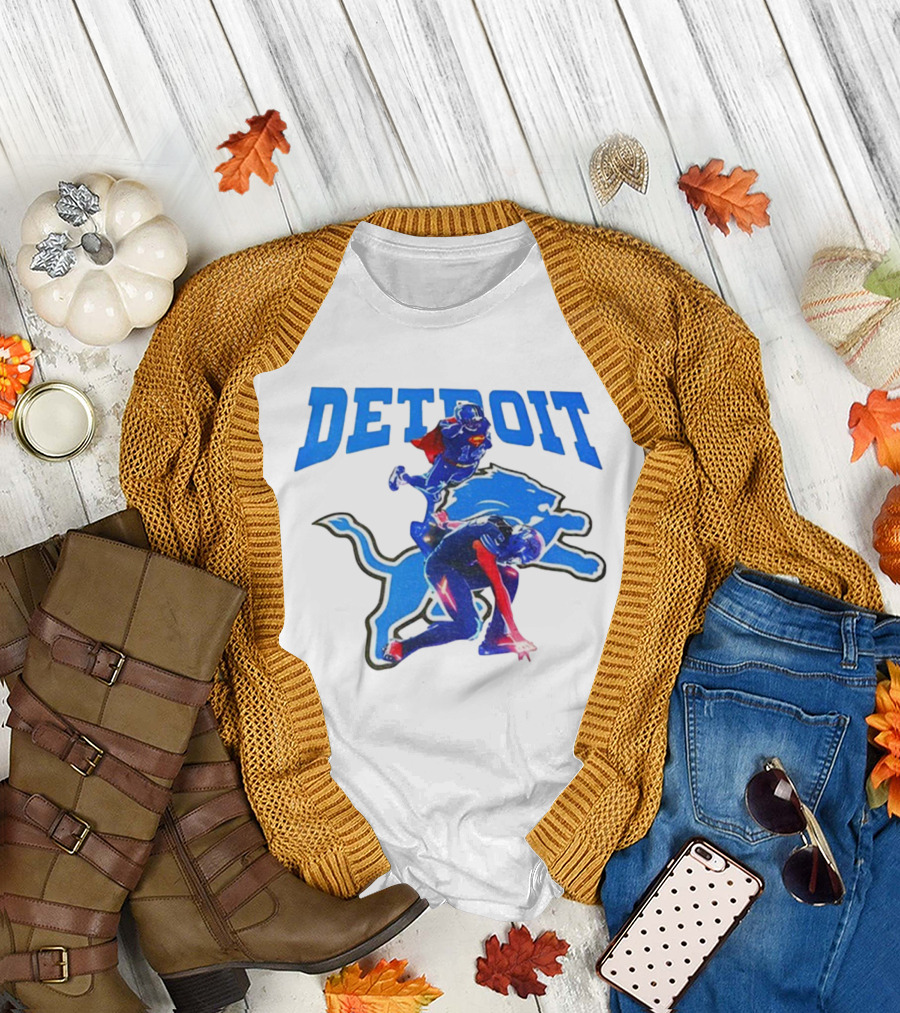 Detroit Lions Superman Crossover Athlete Leap T-Shirt