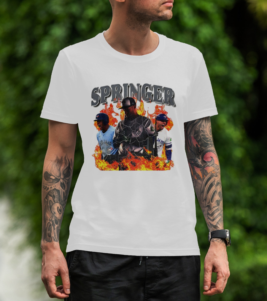 SPRINGER George Toronto Blue Jays Playoffs Fire Background T-Shirt