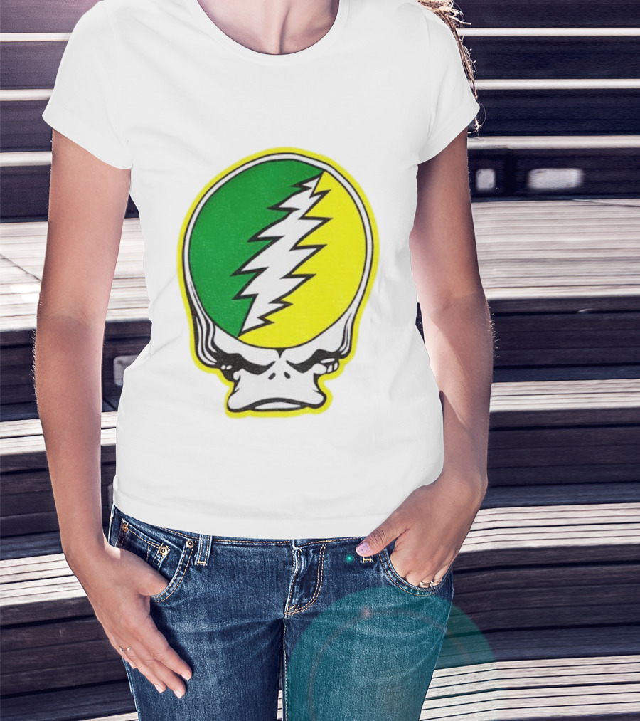 Grateful Ducks Grateful Dead Steal Your Face Green Yellow Bolt 26 T-Shirt