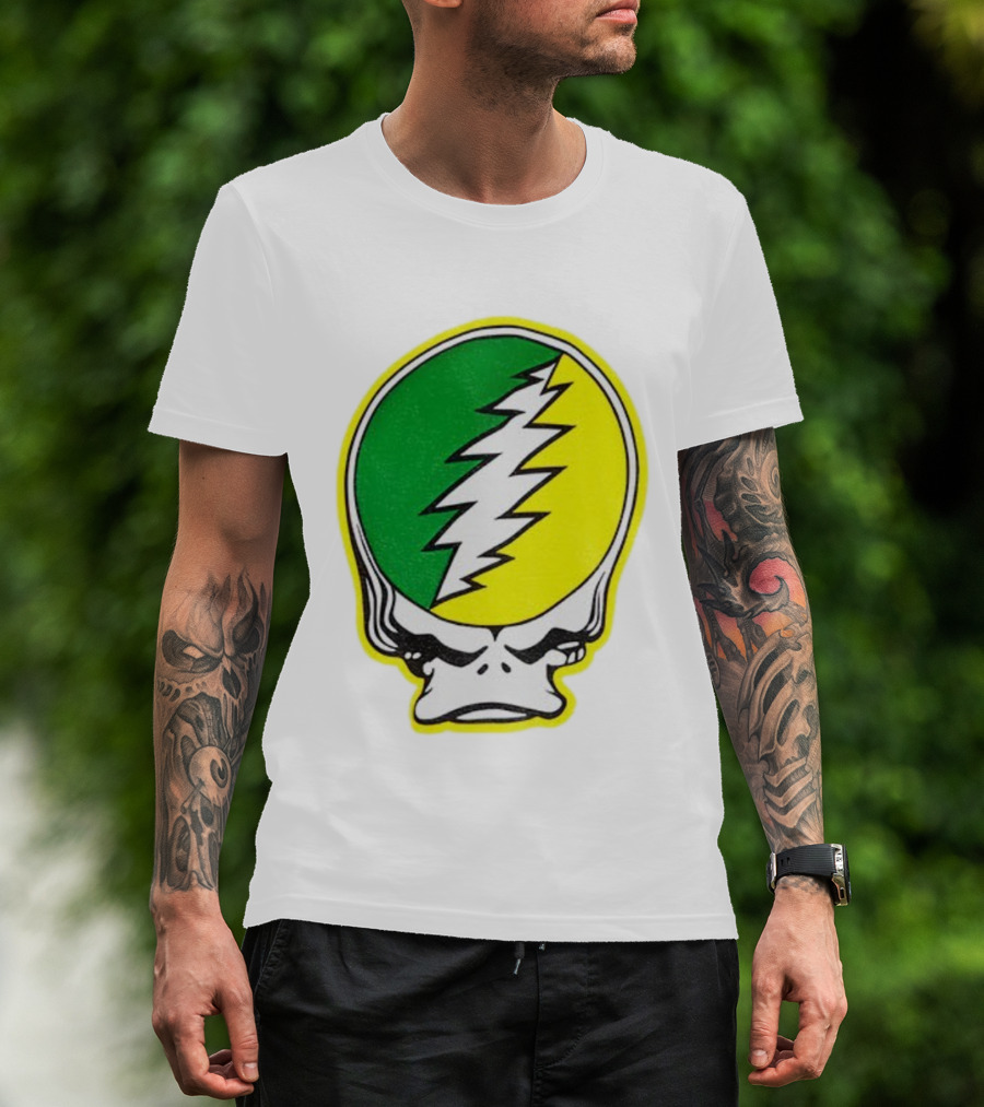 Grateful Ducks Grateful Dead Steal Your Face Green Yellow Bolt 26 T-Shirt