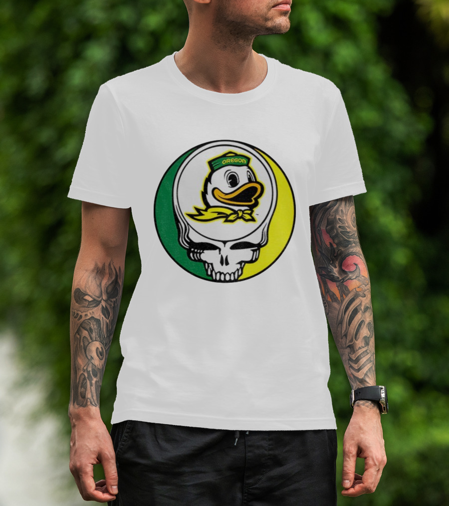 Grateful Ducks Oregon Ducks Grateful Dead Skull Icon Fusion T-Shirt
