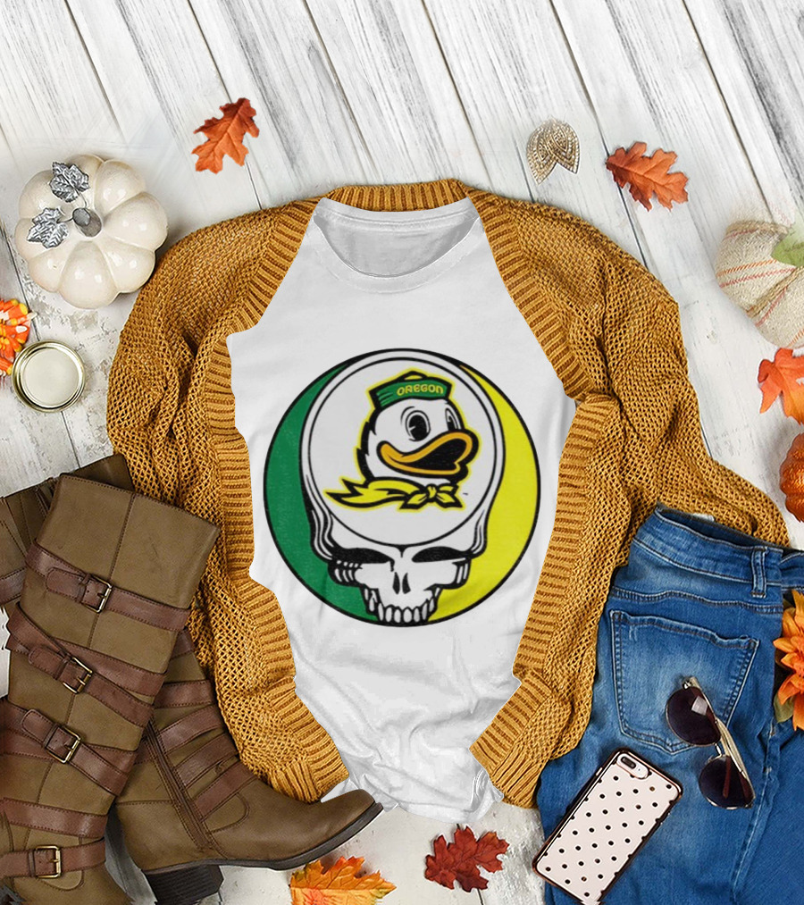Grateful Ducks Oregon Ducks Grateful Dead Skull Icon Fusion T-Shirt