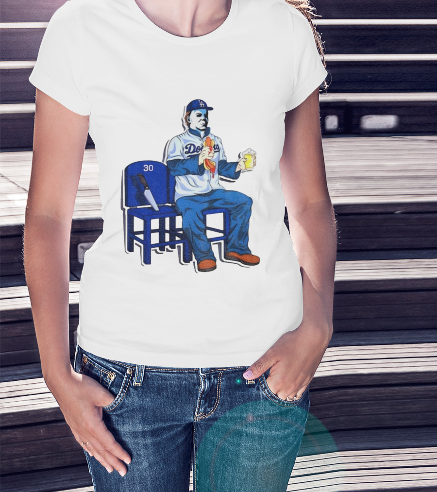 Michael Myers Dodgers Dave Roberts Hot Dog Beer MLB 2025 T-Shirt